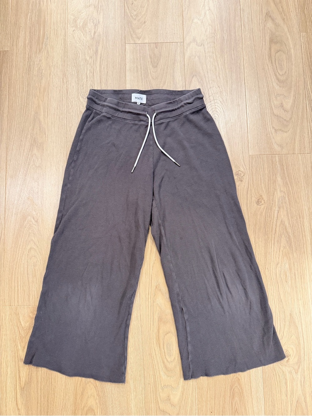 MATE the Label Wide-Leg Drawstring Pants in Charcoal